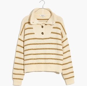 NEW Madewell Canby Button Mockneck Sweater in Stripe, Size M